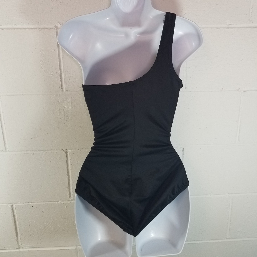 Miraclesuit Sari Not Sari Jena black gold one shoulder one piece swimsuit - Picture 7 of 10